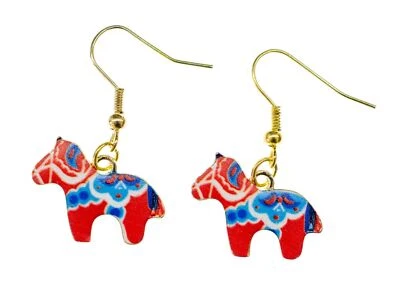 Dala Horse Earrings Ear Pendants Miniblings Pendant Sweden - Image 1 of 4
