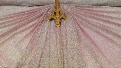 Fabric Sold by The Yard Pink Lame Stretch Iridescent Mylar Fashion Lurex Shine  - Image 1 of 4