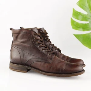 FRYE Mens Tyler Boot Size 9 D Brown Leather Lace Up Chukka Plain Toe Casual - Picture 1 of 19