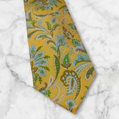 Lands End Yellow Paisley Silk Tie NWT Made in USA - Image 1 of 4