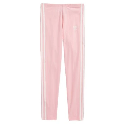 NWT Adidas Girls Size Large Pink Three Stripe Stretch Cotton Leggings NEW - Image 1 of 4