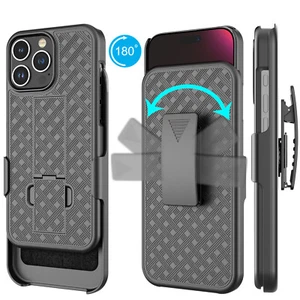 Funda con soporte con clip para cinturón para iPhone 16 15 Pro Max 14 13 12 11 XR XS 8 7 Plus - Imagen 1 de 8
