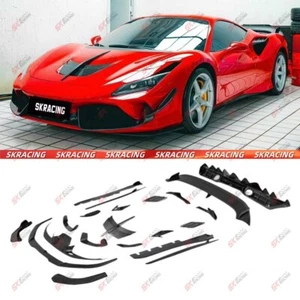 Dry Carbon Fiber Front Lip Rear Diffuser Spoiler Wing Kit For Ferrari F8 Tributo - Picture 1 of 55