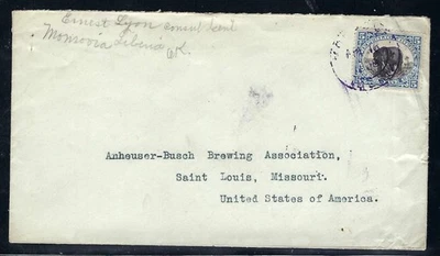 Liberia # 62 Cubierta a Anheuser-Busch MO APR 16 1908 (¡Enviar cerveza!!) Elefante Foto 1 de 2