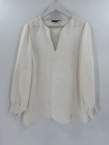 Lafayette 148 Bluse Damen Large elfenbein weiß 100% Seide Pullover transparent V-Ausschnitt - Bild 1 von 20