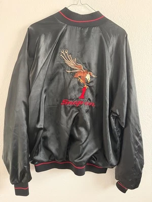 XL / L - Snap-On Button Down Satin Jacket - USA - Eagle - Tools - Retro Vintage Foto 1 de 4
