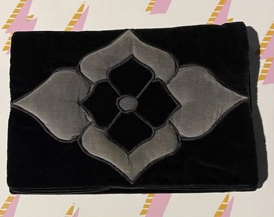 VintageJoseph I. Magnin Black Gray Velvet Clutch Purse Handbag Side Pocket Italy - Image 1 of 4