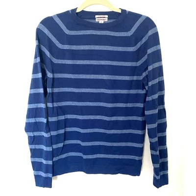Merona Stripped Pullover Crewneck Blue Cotton Cashmere Sweater Sz S - Image 1 of 4