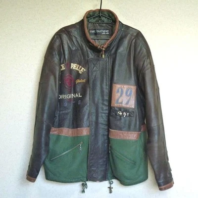 Jaqueta de couro Pelle Pelle Marc Buchanan multicolorida tamanho 38 vintage década de 1990 - Imagem 1 de 4