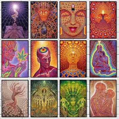 Abstract Alex Grey Trippy Psychedelic Posters and Prints - Image 1 of 4