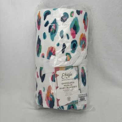 Cobertor Etta Vee Pottery Barn Baby musselina orgânica leopardo brilhante - Imagem 1 de 4