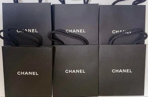 6-piece CHANEL Authetic Matte Black Shopping Gift Tote Empty Paper Bags - Picture 1 of 1