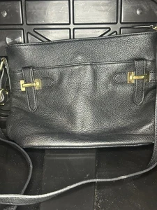 GIANI BERNINI Crossbody Schultertasche Tasche Damen Schwarz Kiesel Leder Designer - Bild 1 von 5