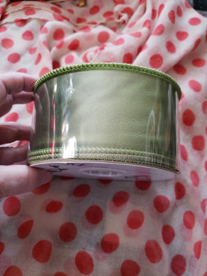 10 YD Roll, 2.5"  Velvet Ribbon, Fresh Green - Image 1 of 1