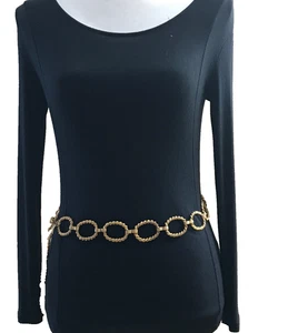 The Limited Women's Chain Belt XS-S Gold VTG O Ring Metal Dress Casual Ladies - Picture 1 of 11