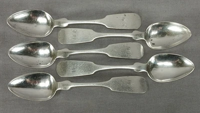 Juego de 5 cucharas de plata John C. Farr Philadelphia para monedas circa 1824-1840 Foto 1 de 4