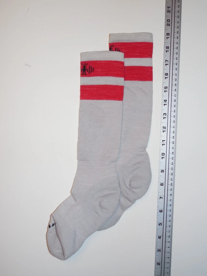 SMARTWOOL SKI Socks Women's Small 4-6.5 Knee High Light Gray Red Padded Shin - Image 1 of 2