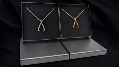 Conan Gray Wishbone Stainless Steel Pendant Necklace Link Chain Silver or Gold - Image 1 of 4