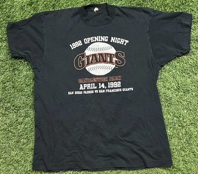 Vintage 1992 San Francisco Giants MLB Opening Night T-Shirt Men's L USA Black - Image 1 of 4