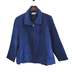 Habitat Clothes To Live In Royal Blue Button Front Jacket Textured Womens Size M - Picture 1 of 8