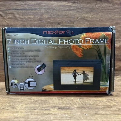 NEXTAR 7” Digital Photo Frame 3 Changeable Frames  Black Silver Camo No Remote - Image 1 of 4