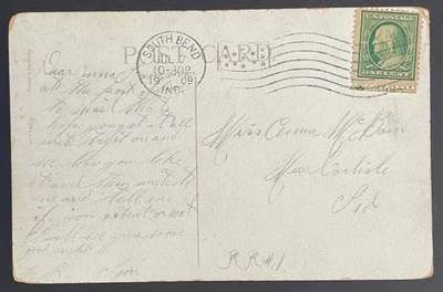 South Bend, Indiana Post Card - mailed Jul 7, 1909, to New Carlisle, IN - Image 1 of 2
