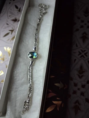 Brazalete vintage Sarda de plata esterlina con topacio azul cierre de palanca 7-8' pulgadas Foto 1 de 4