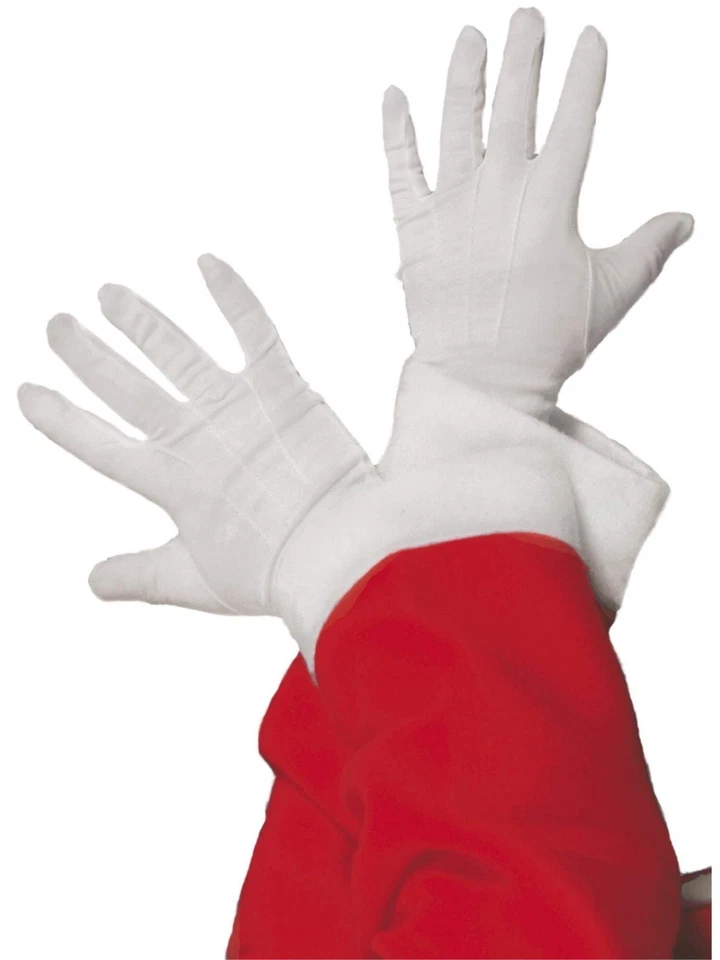 Santa Gloves Short White Santa Claus Christmas Fancy Dress Costume Accessory - image 1 of 1