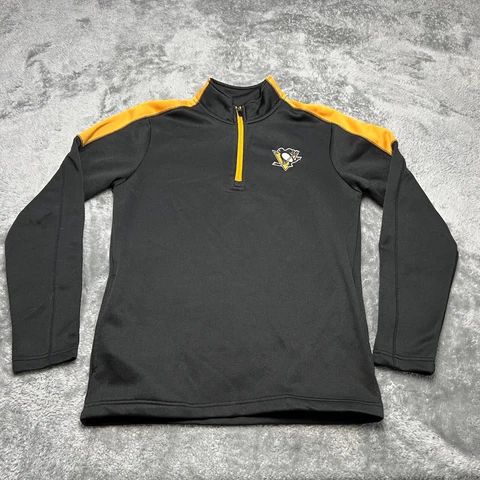 Pittsurg Penguins Sweater Mens Small Black 1/4 Zip Pullover NHL Hockey Cover