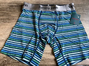 NEW! Tommy John Second Skin 6” Boxer Briefs Underwear Estate Blue Stripe Sz S - Picture 1 of 5