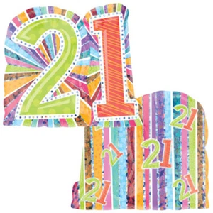 27" Radiant-Prismatic Foil Balloon Happy Birthday Age "21" Party Balloon - Picture 1 of 1