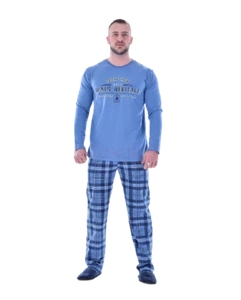 Herren Schlafanzug Lang Pyjamahose Langarm Shirt hochwertige 100%Baumwolle S-2XL - Bild 1 von 12