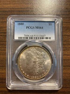 1880-P Morgan Silver Dollar $1 PCGS MINT STATE 64 MS 64 - Image 1 of 4