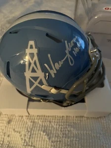 Oilers Warren Moon "HOF 06" Signed Speed Throwback Mini Helmet BAS Witnessed - Picture 1 of 8