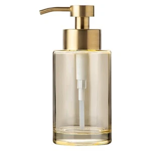 Thick Glass Soap Dispenser With Stainless Steel Pump12oz Gold Bathroom Hand Liqu - Picture 1 of 7