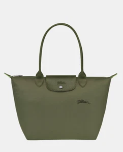 NEW Longchamp Le Pliage Medium Foldable Tote Bag w/Leather Trim Forest Green - Picture 1 of 11