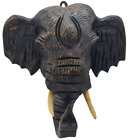 tolle geschnitzte Wandmaske Elefanten kopf Holz 22x22cm 12,5cm! tief