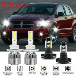 For 2007-2012 Dodge Caliber - 4x 6000K Front LED Headlight + Fog Light Bulbs Kit - Picture 1 of 12