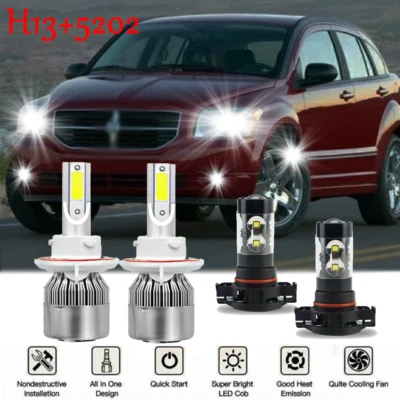 Para Dodge Caliber 2007-2012 - 4x 6000K Faro LED Delantero + Kit de Bombillas Antiniebla Foto 1 de 4