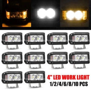 4" LED Luz de Trabajo Barra Cubo Tirador Lateral Pod Blanco y Ámbar Lámpara Estroboscópica SUV EE. UU. - Imagen 1 de 17