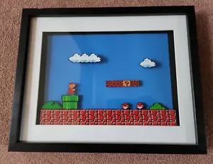 Super Mario Bros. Nintendo Shadowbox Art gerahmt 15"x12" 8-Bit Boutique Fanmade - Bild 1 von 2
