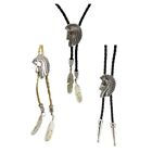 Braided Bolo Tie with Horse Head Charm Necktie Necklace Costume for Sweater