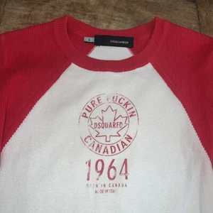 Dsquared2 “Pure Fuckin Canadian” Fitted Baseball Style Sexy TShirt Red & White S - Picture 1 of 9