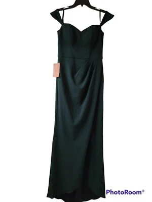 Maxi Vestido BHLDN Rossi Crepé | Verde Cazador | Invitado Boda Foto 1 de 4