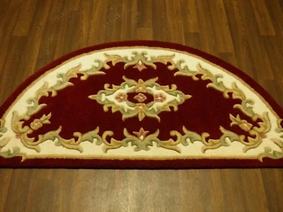 RUGWORLD HALF MOON 100% WOOL RUGS NEW SUPER THICK PILE 67CMX137CM RED/WINE LOVLEY RUGS