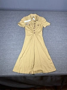Dianne Von Furstenberg Polly Anna Dress Womens 8 Beige 42” Collared - Picture 1 of 8