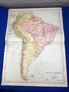 Mapa 1906 AMÉRICA DEL SUR 28x 20,5" Países Colores, Brasil, Colombia, Ecuador - Imagen 1 de 24