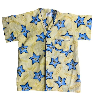 Top de pijama de béisbol manga corta vintage años 60 12 amarillo prensa permanente niños Foto 1 de 4