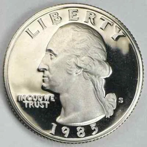 1985 Washington Quarter 25cent Coin Proof from Proof Set - Picture 1 of 2