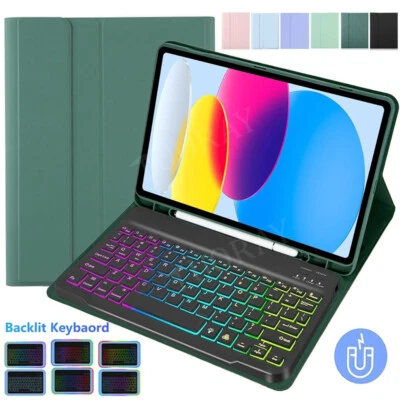 Smart Case Cover Backlit Keyboard Mouse For iPad 7/8/9th/10th Gen Air 4 5 Pro 11 - Image 1 of 4